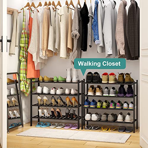 viewcare 4-Tier Black Bamboo Shoe Rack for Entryway, Stackable | Foldable | Natural, Shoe Organizer for Hallway Closet, Free Standing Shoe Racks for Indoor Outdoor - Image 4