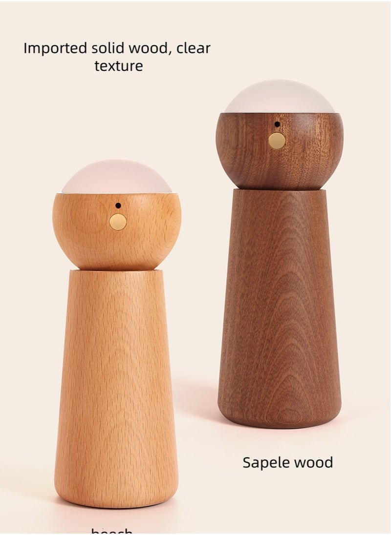 Generic Smart Voice Activated Night Light, Three Level Dimming Touch Console Light, Rechargeable LED Touch Bedside Lamp Indoor Light, Portable Wireless Wooden Night Light with USB Charging for Kids in Living Room and Bedroom (Sapele Wood)  - Image 2