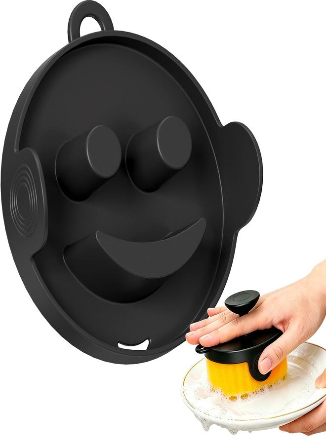 Duseu Sponge Holder with Handle, 2-in-1 Magnetic Sponge Caddy for Kitchen Sink - Self-Draining, Hanging Loop, Countertop or Wall Mount, Includes Adhesive Metal Plate for Any Sink (Black) - Image 1