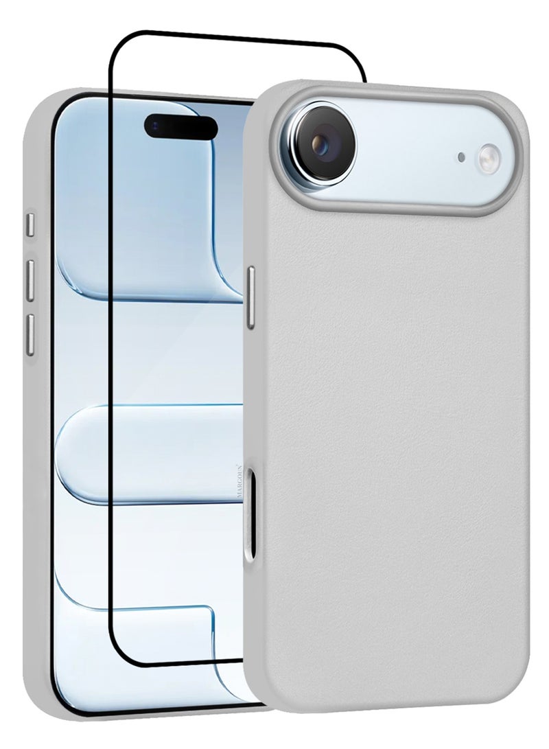 CATANES 2 Pieces Premium Leather Case for iPhone 17 Air – Shockproof - Waterproof - Matte Finish - Anti-Slip - Slim Fit with 3D Screen Protector - Natural Titanium - Image 1