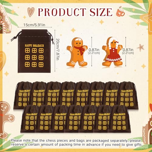 Poen 36 Set Christmas Tic Tac Toe Game Bulk Classroom Christmas Gifts for Students Gingerbread Man Tic Tac Toe Game Drawstring Bags Party Favors for Boys Girls Holiday Party Classroom Rewards Activity - Image 5