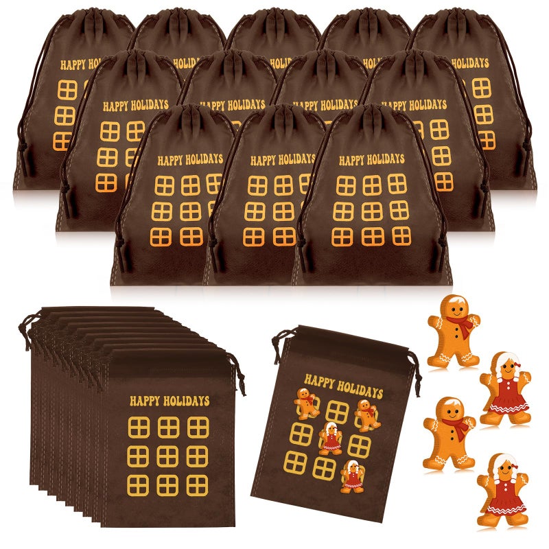Poen 36 Set Christmas Tic Tac Toe Game Bulk Classroom Christmas Gifts for Students Gingerbread Man Tic Tac Toe Game Drawstring Bags Party Favors for Boys Girls Holiday Party Classroom Rewards Activity - Image 3