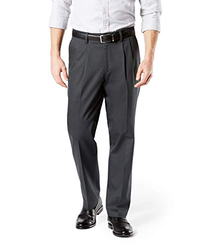 Dockers Men's Classic Fit Signature Khaki Lux Cotton Stretch Pants - Pleated (Regular and Big & Tall), Steelhead, 32W x 32L - Image 5