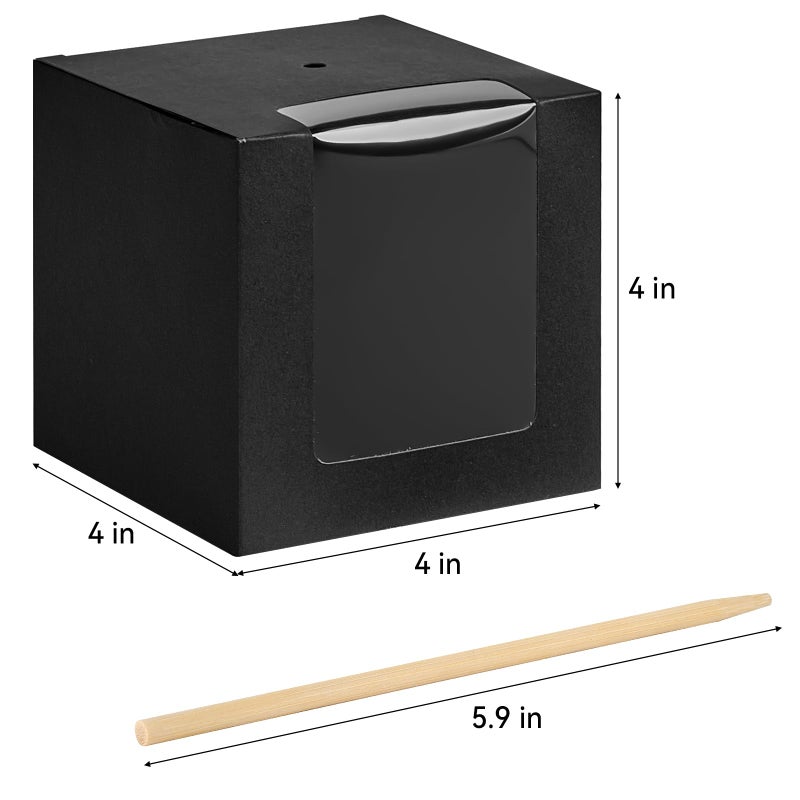 Ocmoiy 30 Pack Candy Apple Boxes with Sticks, 4" x 4" x 4" Kraft Caramel Apple Gift Box with Clear Window for Wedding, Party (Black) - Image 2