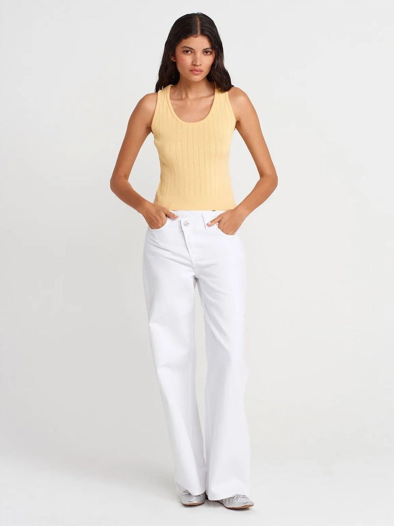 DILVIN Ribbed Sleeveless Slim-fit Blouse - Image 4