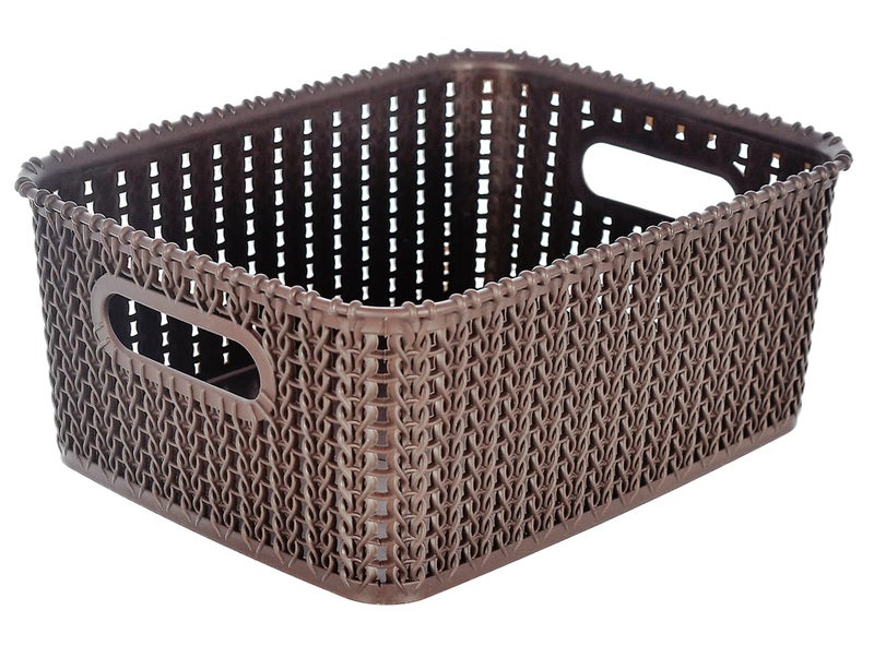 Kuber Industries Heart Home Multipurposes Large M 20 Plastic Basket, Organizer For Kitchen, Countertops, Cabinets, Bathrooms Without Lid- Pack of 3 (Brown) -46HH090  - Image 3