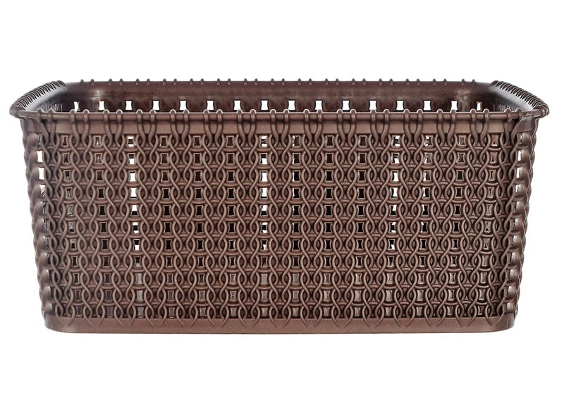 Kuber Industries Heart Home Multipurposes Large M 20 Plastic Basket, Organizer For Kitchen, Countertops, Cabinets, Bathrooms Without Lid- Pack of 3 (Brown) -46HH090  - Image 2