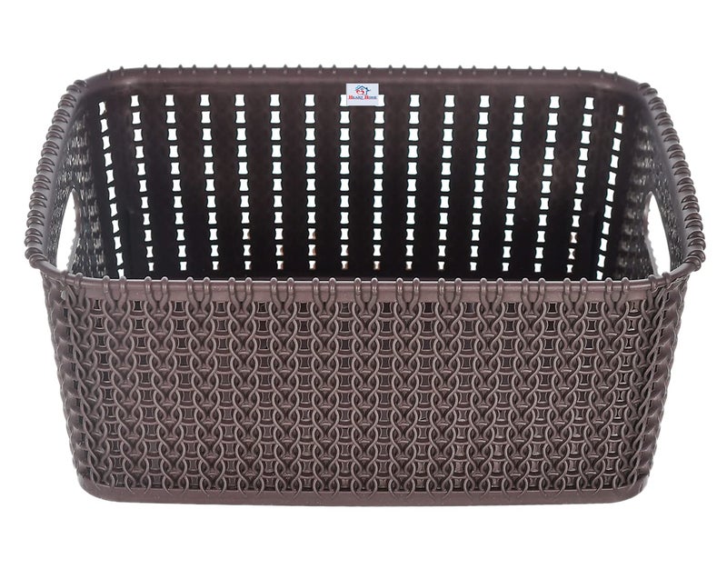Kuber Industries Heart Home Multipurposes Large M 20 Plastic Basket, Organizer For Kitchen, Countertops, Cabinets, Bathrooms Without Lid- Pack of 3 (Brown) -46HH090  - Image 5
