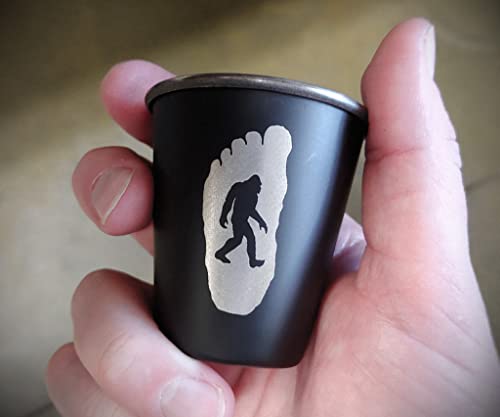 SQUATCH METALWORKS Bigfoot Sasquatch with Redwood Tree Stainless Steel Shot Glass - Image 3