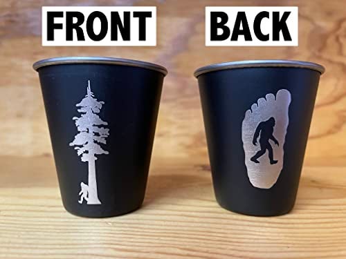 SQUATCH METALWORKS Bigfoot Sasquatch with Redwood Tree Stainless Steel Shot Glass - Image 4