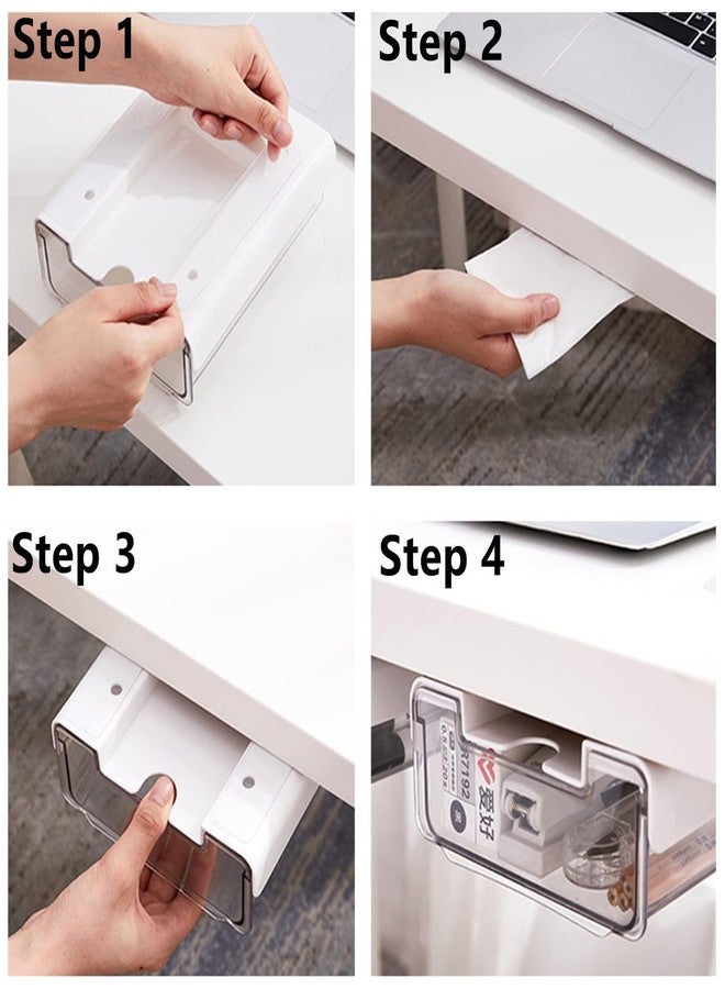 RHBLME 4 Packs Self-Adhesive Under Desk Drawer, Under Shelf Drawer Desk Organizers and Accessories, Attachable Desk Drawer Slide-out, Hidden Desk Organizer for Office Home Table Stationery - Image 5
