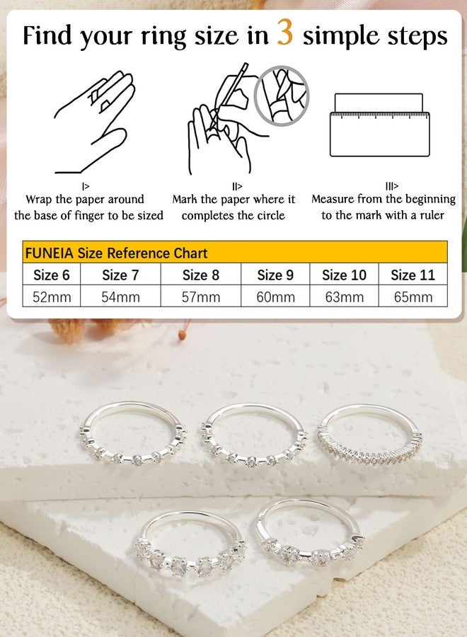 FUNEIA Stackable Silver Gold Rings for Women Non Tarnish 14K Gold Plated Thumb Cubic Zirconia Rings for Women Dainty Pinky Promise Wedding Ring Set Women's Engagement Eternity Band Rings Gold Jewelry - Image 5