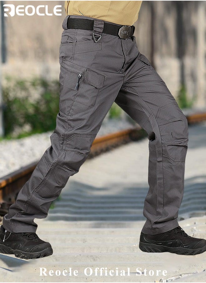REOCLE - Men's Tactical Pants Lightweight Performance Pants with Multi Cargo Pockets Anti-rip Waterproof Military Combat Cargo Work Hiking Pants - Image 1