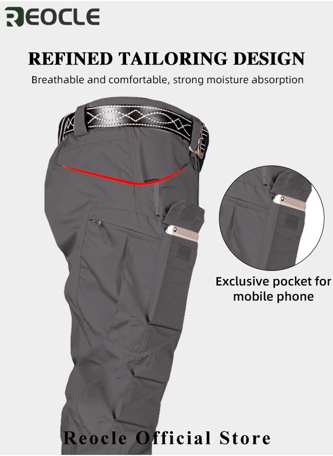 REOCLE - Men's Tactical Pants Lightweight Performance Pants with Multi Cargo Pockets Anti-rip Waterproof Military Combat Cargo Work Hiking Pants - Image 1