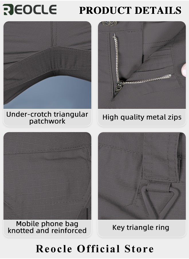 REOCLE - Men's Tactical Pants Lightweight Performance Pants with Multi Cargo Pockets Anti-rip Waterproof Military Combat Cargo Work Hiking Pants - Image 1