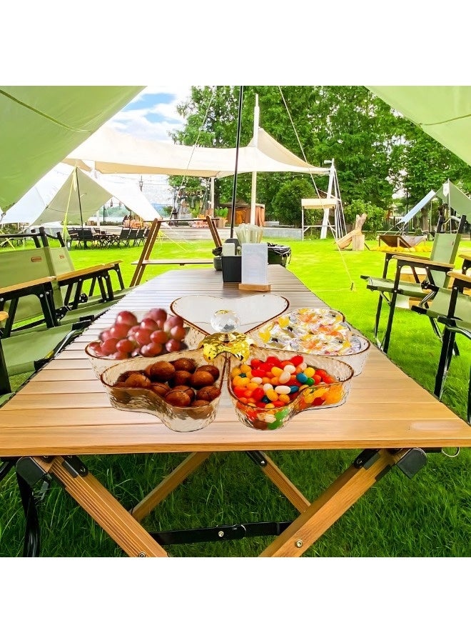 فيكسبلورن أطباق الحلوى، صينية تقديم دوارة مقسمة مع غطاء ومقبض، صندوق وجبات خفيفة محمول بخمسة أقسام للفواكه والحلوى والوجبات الخفيفة والخضروات والمكسرات ومنظم الوجبات الخفيفة الدوار - Image 4