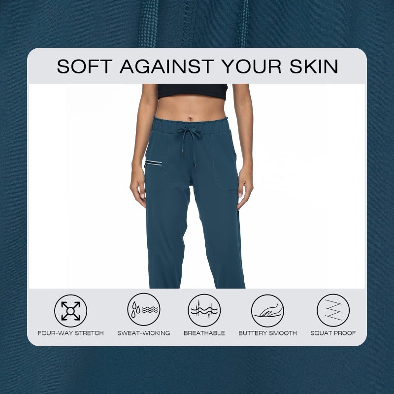 Haowind Joggers for Women with Pockets Elastic Waist Workout Sport Gym Pants Comfy Lounge Yoga Running Pants(Dark Green M) - Image 3