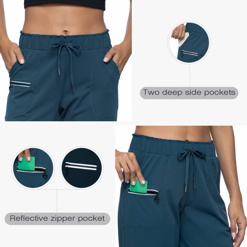 Haowind Joggers for Women with Pockets Elastic Waist Workout Sport Gym Pants Comfy Lounge Yoga Running Pants(Dark Green M) - Image 5