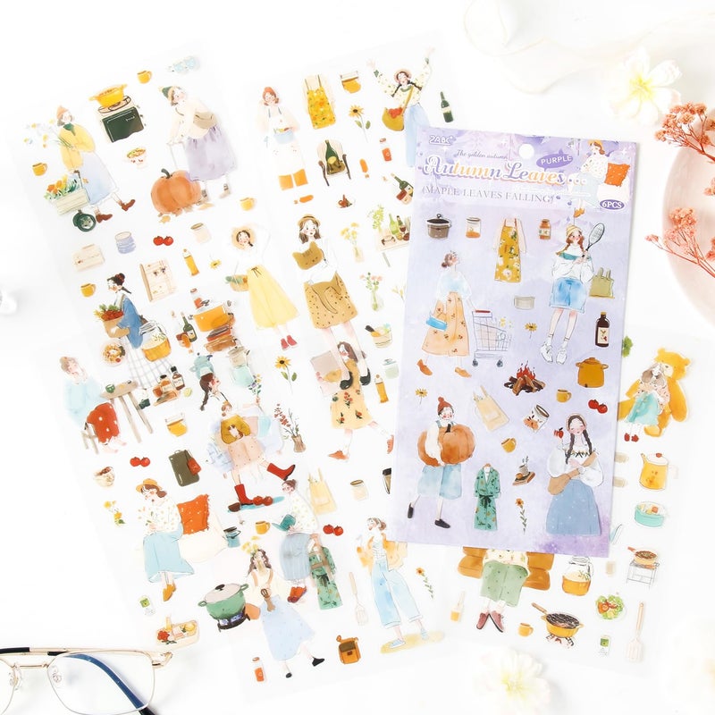 Obujopal 560 Pcs Planner Stickers for Scrapbooking Bullet Journal Diary Notebook Collage Card Making 24 Sheets Transparent PET Stickers - Image 3