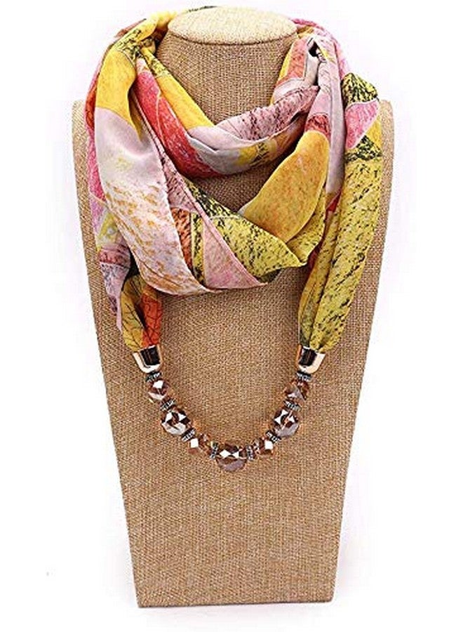 V3E Women's Fashion Beads Pendant Scarf Necklace Stole Dupatta Stoles Muffler Wrap Scarves (Multicolor,S08) - Image 2