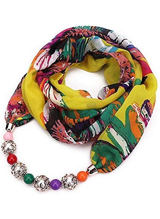 V3E Women's Fashion Beads Pendant Scarf Necklace Stole Dupatta Stoles Muffler Wrap Scarves (Multicolor,S08) - Image 1