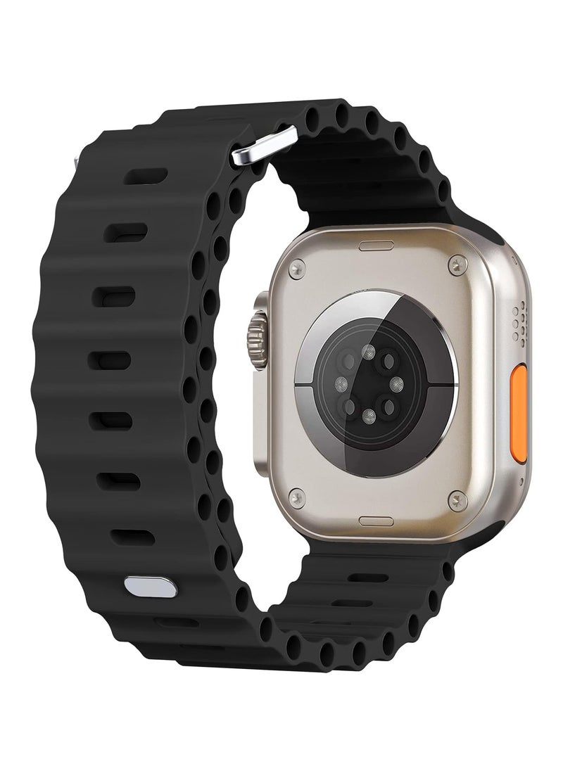 ICARLUS - Ocean Band Compatible with Apple Watch Ultra Band 41/40/38mm Men Women, Soft Silicone Sport Band Replacement Strap for Apple Watch Ultra2/Ultra iWatch Series 9 8 7 SE 6 5 4 3 2 1 Black - Image 1