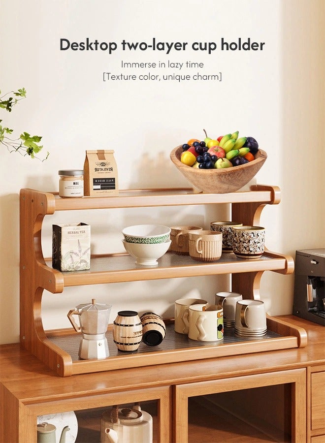 MLADEN 3 Tier Coffee Station Organizer Cup Holder for Coffee, Wooden Mug Holder Countertop, Kitchen Counter Shelf for Tea Coffee Bar Accessories, Matcha Stand, Cup Display, Condiment Storage Rack,30x20x31cm - Image 3