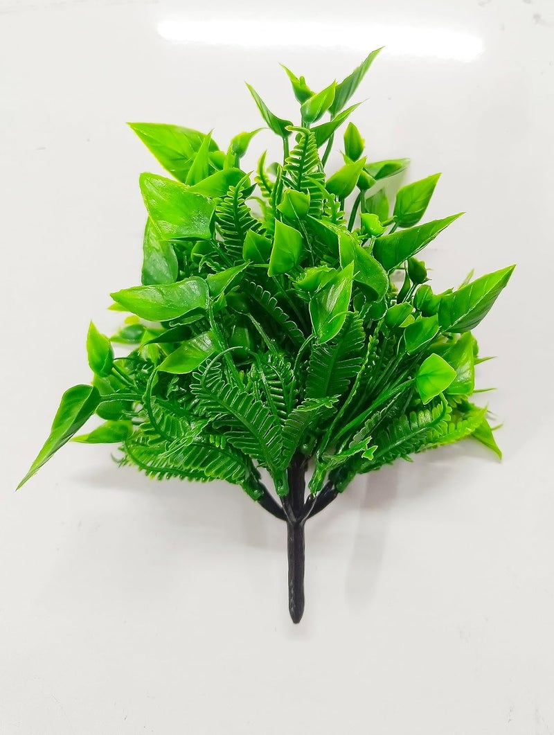 Dekorly Artificial Mix Green Grass Fake Outdoors Plant Bushes Decor Faux Greenery Shrubs for Outdoor and Indoor, Artificial Shrubs Stems | Height- 7inches (Multi-5) - Image 2