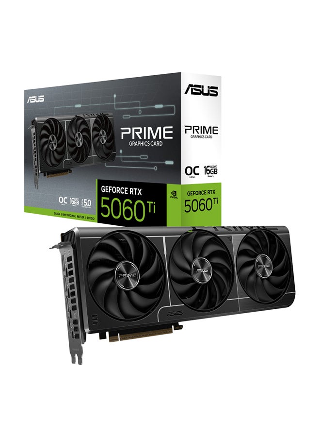 PRIME GeForce RTX 5060 Ti 16GB GDDR7 OC Edition Graphics Card, PCIe 5.0, 772 TOPs AI Performance, 4608 CUDA Cores, 28 Gbps Memory Speed, 2.5 Slot Design, 4 Display Support, HDMI 2.1b, DisplayPort 2.1b, 1 x 8-pin Power Connector, 8K Resolution, SFF Ready | 90YV0MH2-M0NA00