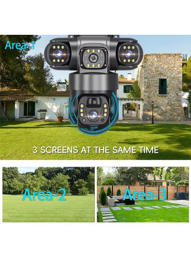 Generic Solar Security Camera 4G Security Camera 4K HD CCTV Battery Three-Eye Three-Screen Outdoor Smart Home Security Surveillance Camera  - Image 3