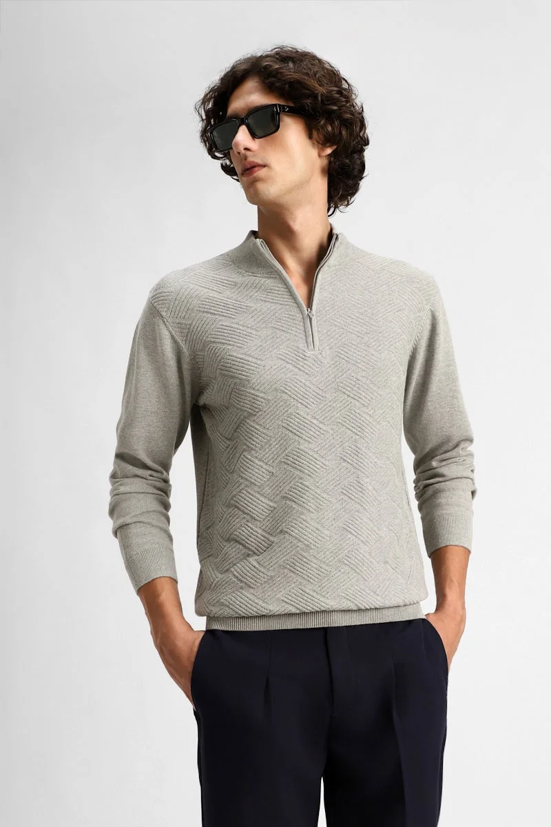 سنيتش Textured Zipper Sweater