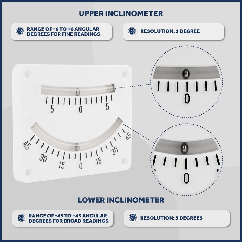 Five Oceans Dual Inclinometer, Angle Gauge, Tilt Gauge, Angle Indicator for Boat, RV, Camper, Trailer, Trucks, Measures +/-45 Degree Range - FO3037 - Image 3