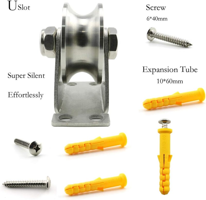 heyous Stainless Steel Single Wheel Pulley Block with Mounting Screws and Expansion Pipes - Image 3