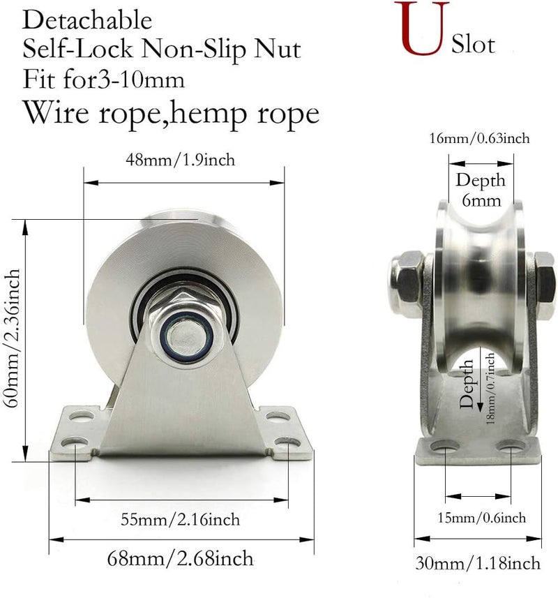 heyous Stainless Steel Single Wheel Pulley Block with Mounting Screws and Expansion Pipes - Image 5