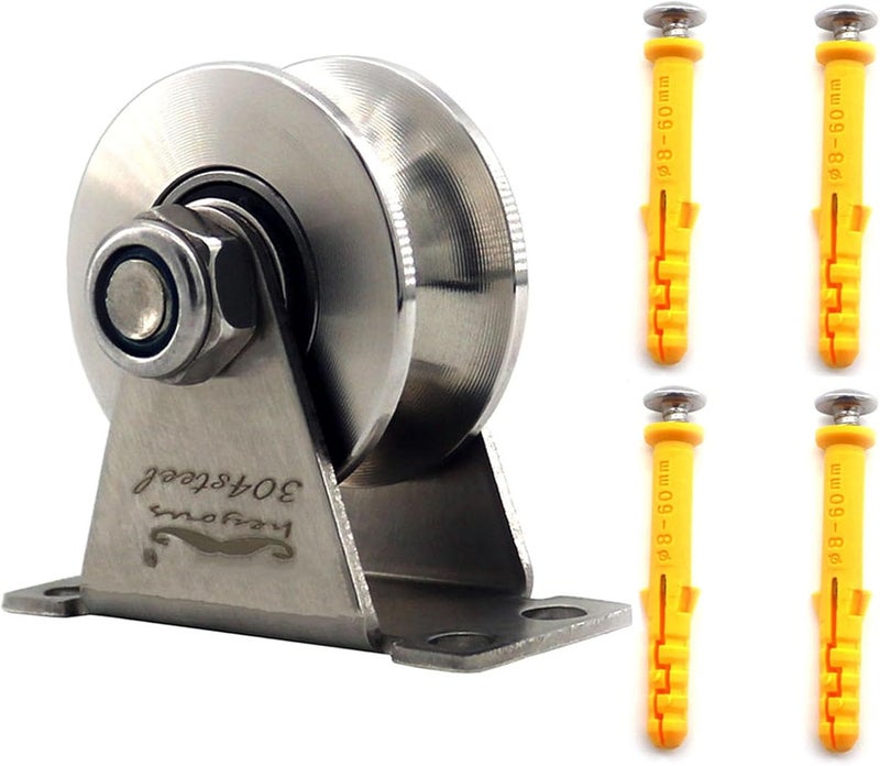 heyous Stainless Steel Single Wheel Pulley Block with Mounting Screws and Expansion Pipes - Image 1