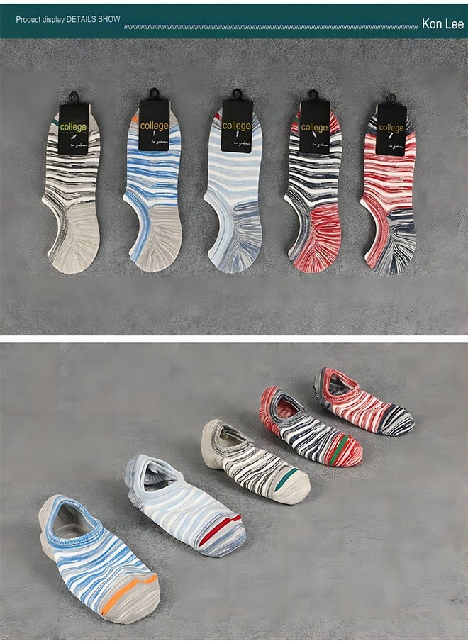 Socks - Men's Invisible Socks - Low-Cut Anti-Slip Silicone Lnvisible Socks - Men's Cotton Socks 5 Pairs - Image 1