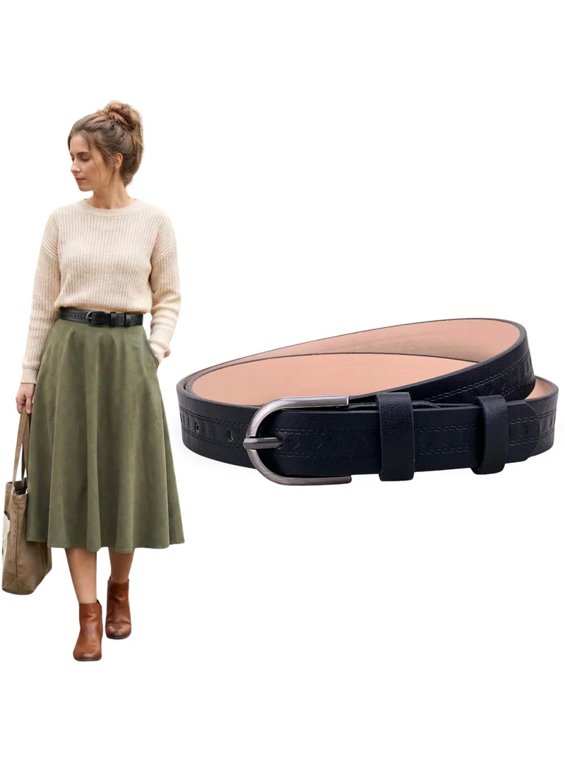 Classic Milano Classic Milano Women's Belt with Gift Box; Faux Leather Ladies Belt for Dresses, Jeans & Gowns; Stylish Womens Belt; Adjustable Girls Belt; Belt for Women | Full Length: 110 CM (Free Size - Fits up to the waist of 40 Inches / 100 CM)