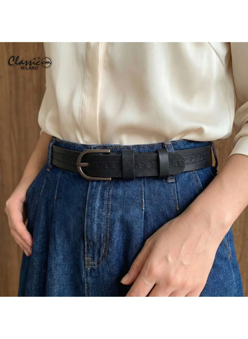Classic Milano Classic Milano Women's Belt with Gift Box; Faux Leather Ladies Belt for Dresses, Jeans & Gowns; Stylish Womens Belt; Adjustable Girls Belt; Belt for Women | Full Length: 110 CM (Free Size - Fits up to the waist of 40 Inches / 100 CM)
