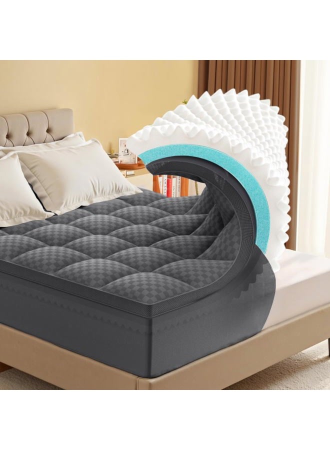 Simpledad Full Size Mattress Topper, 4.5 Inch Memory Foam Mattress Topper for Back Pain, 2.5" Cooling Memory Foam Soft and Supportive + 2" Pillow Top Mattress Pad Cover, with 8-21" Deep Pocket, Dark Gray - Image 1