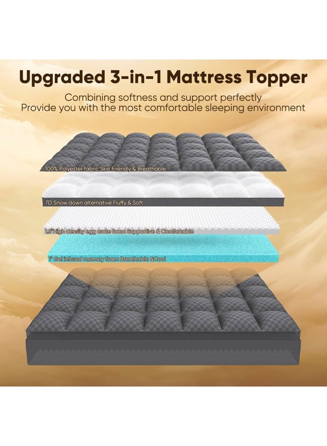 Simpledad Full Size Mattress Topper, 4.5 Inch Memory Foam Mattress Topper for Back Pain, 2.5" Cooling Memory Foam Soft and Supportive + 2" Pillow Top Mattress Pad Cover, with 8-21" Deep Pocket, Dark Gray - Image 3