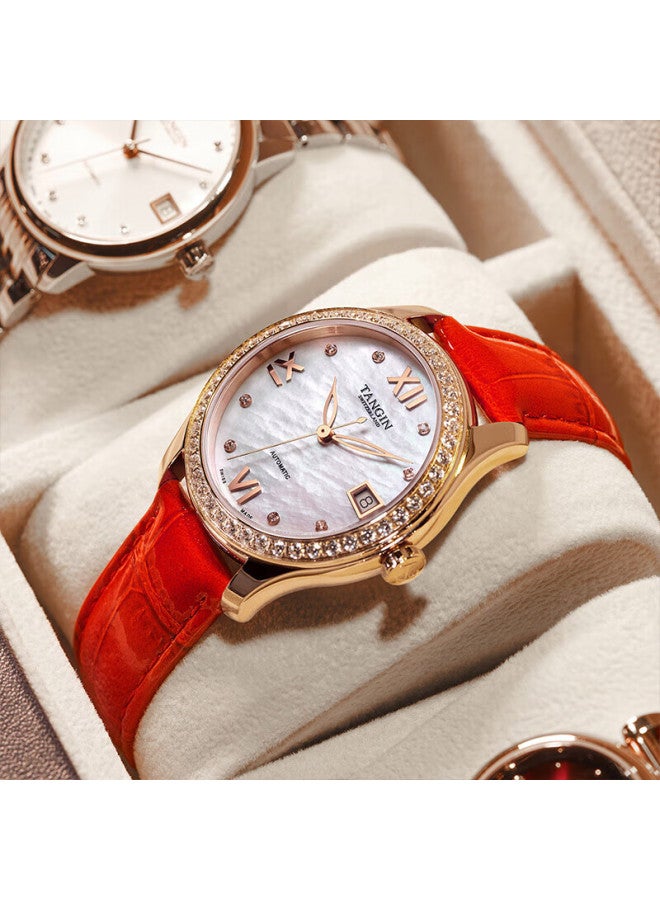 Tangin Ladies' Watch, Fully Automatic Mechanical Women's Watch, Fashionable Diamond-studded Elegant Timepiece, Gift For Girlfriend, T7023lhwfsb - Image 2