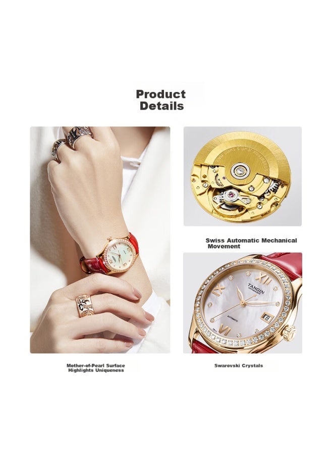 Tangin Ladies' Watch, Fully Automatic Mechanical Women's Watch, Fashionable Diamond-studded Elegant Timepiece, Gift For Girlfriend, T7023lhwfsb - Image 4