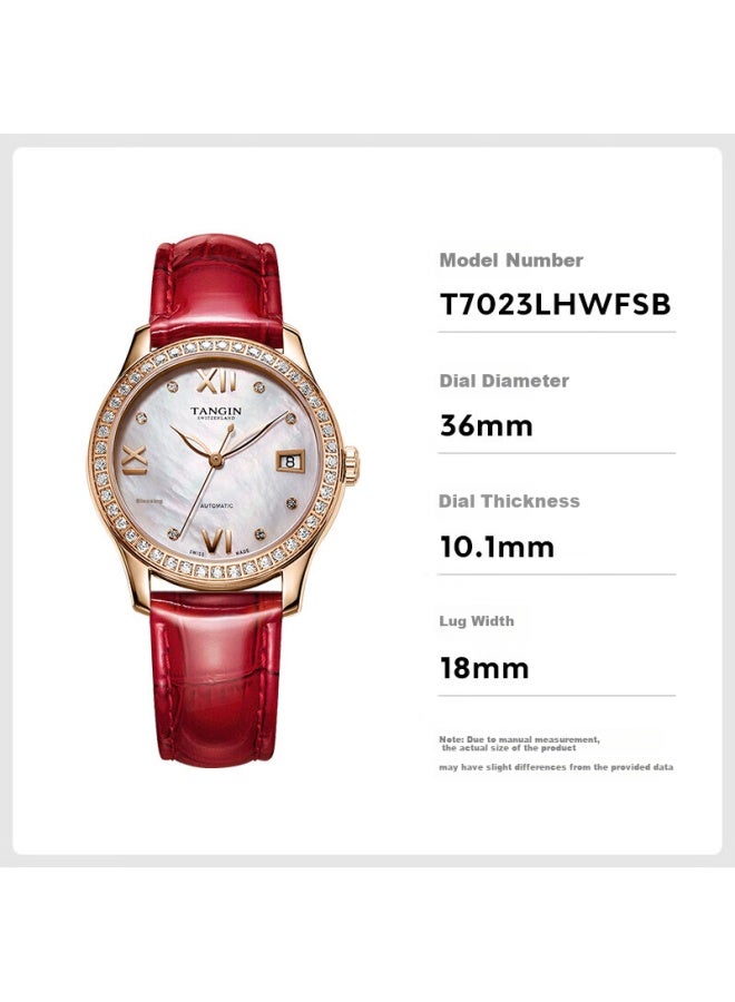 Tangin Ladies' Watch, Fully Automatic Mechanical Women's Watch, Fashionable Diamond-studded Elegant Timepiece, Gift For Girlfriend, T7023lhwfsb - Image 3