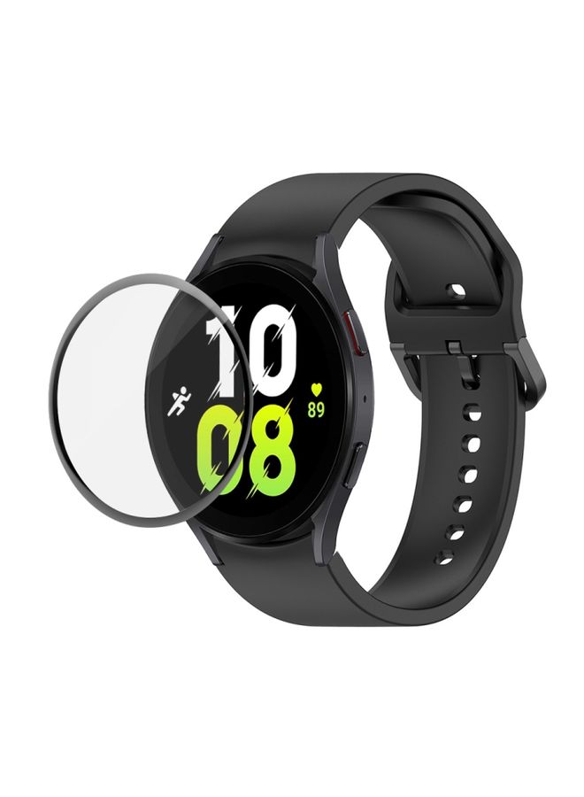 Replacement Strap For Samsung Galaxy Watch5 40mm JUNSUNMAY Silicone Adjustable Strap + Full Coverage PMMA Screen Protector Kit Black