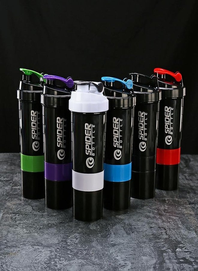 Fitness Spider Shaker Bottle Gym Shaker bottle Smart Shaker Bottles Cyclone Shaker For Pre-Post Workout Supplement Protein Shake Gym Sipper Bottle 500ml For Men & Women (Multi Color) Pack of 1 (Black) - Image 1