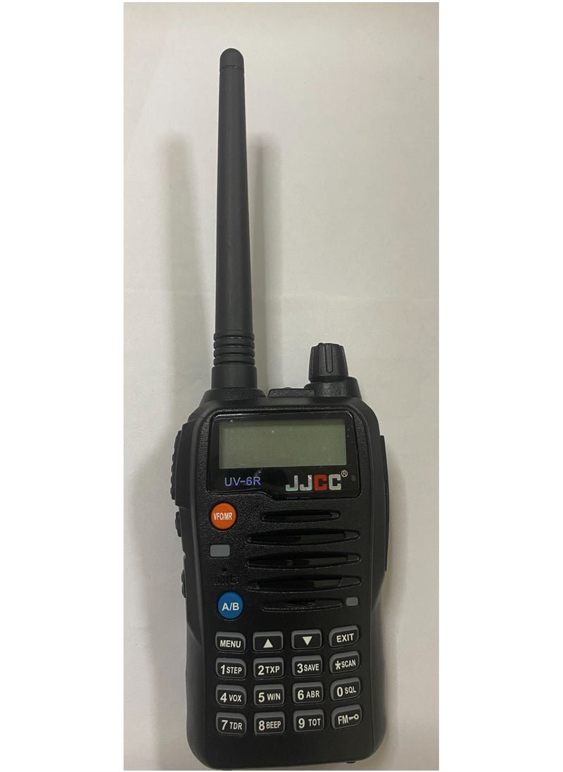 "JJCC UV-6R Dual Band FM Transceiver – 8W Power, 7.4V 1500mAh Li-Ion Battery, Compact Communication"  - Image 1