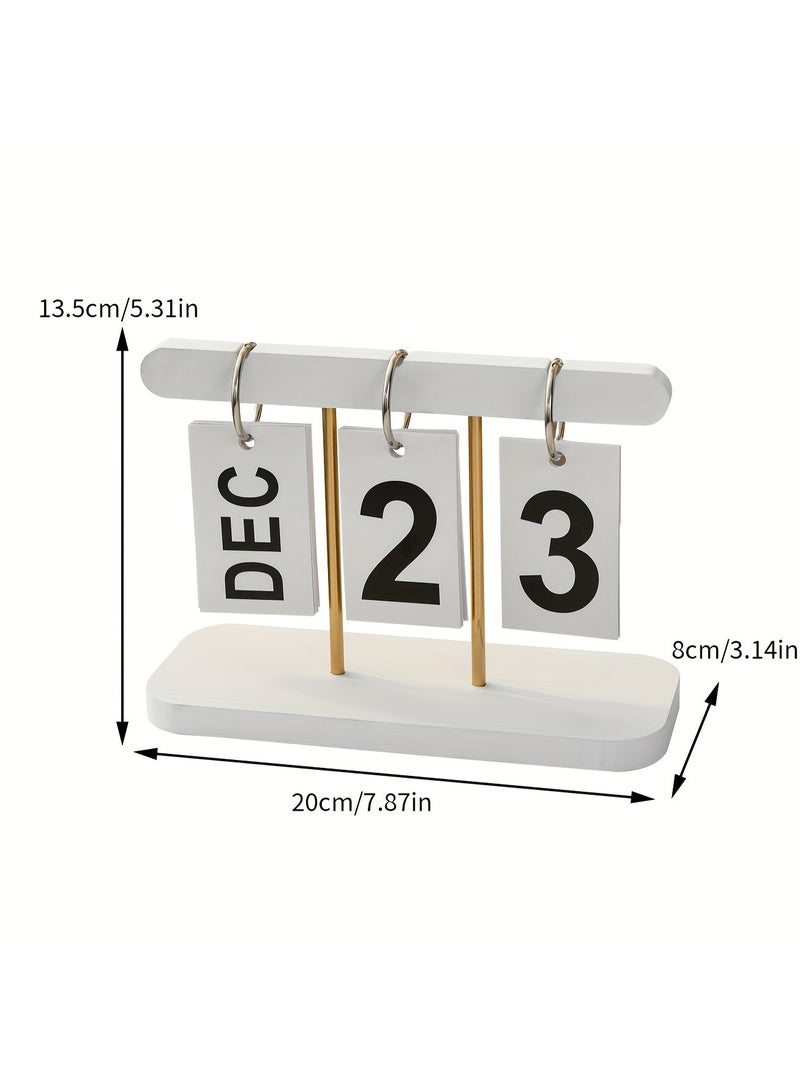 Nordic Minimalist Flip Calendar - Modern Desk Decor for Home & Office | Creative Tabletop Display with Date Function | Living Room, Dining & Coffee Table Accent Piece (White) - Image 4
