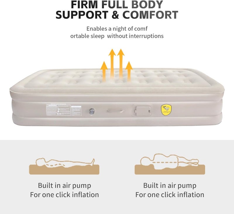 WENGTY Single Inflatable Mattress with Built-in Pump Camping Air Mattress Quick Inflation Deflation Blow Up Mattresses Air Bed Portable Elevated Guest Bed for Home Outdoors Hiking Travel (2 Pillow) - Image 3