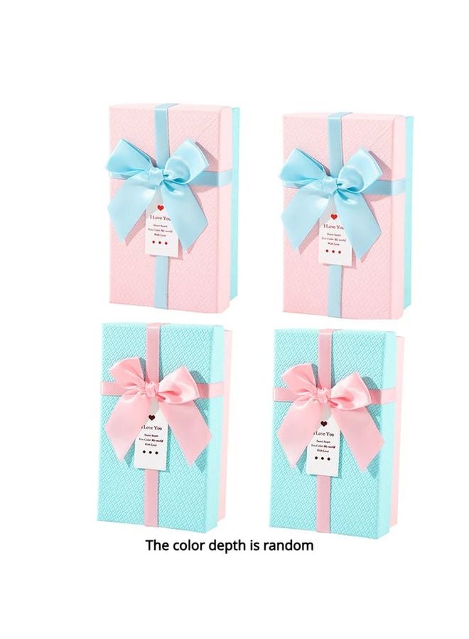 4pcs Light Rose Red Elegant Paper Gift Boxes with Bows for Valentine Weddings Anniversaries Birthdays - Image 1