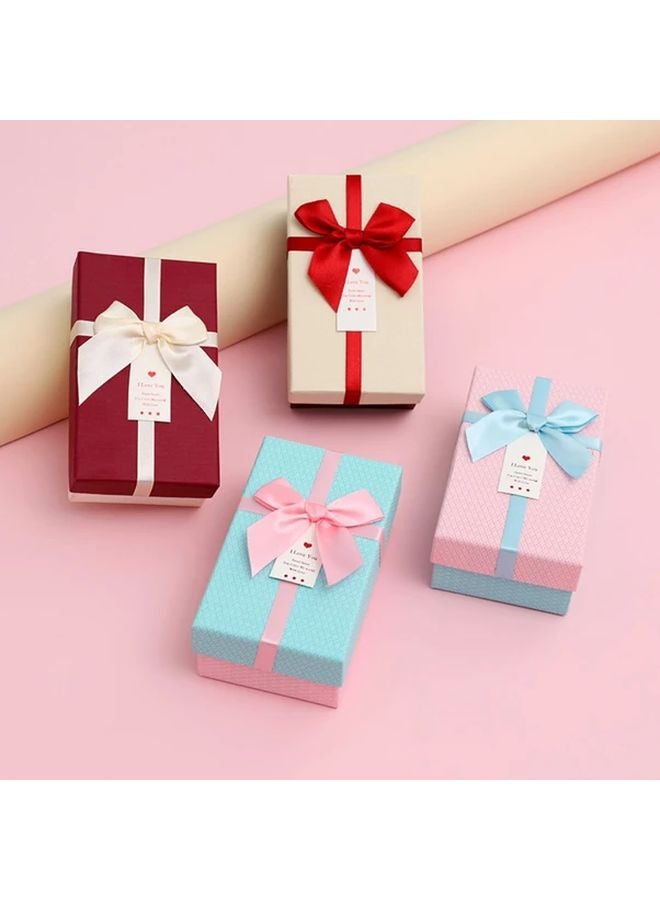 4pcs Light Rose Red Elegant Paper Gift Boxes with Bows for Valentine Weddings Anniversaries Birthdays - Image 2